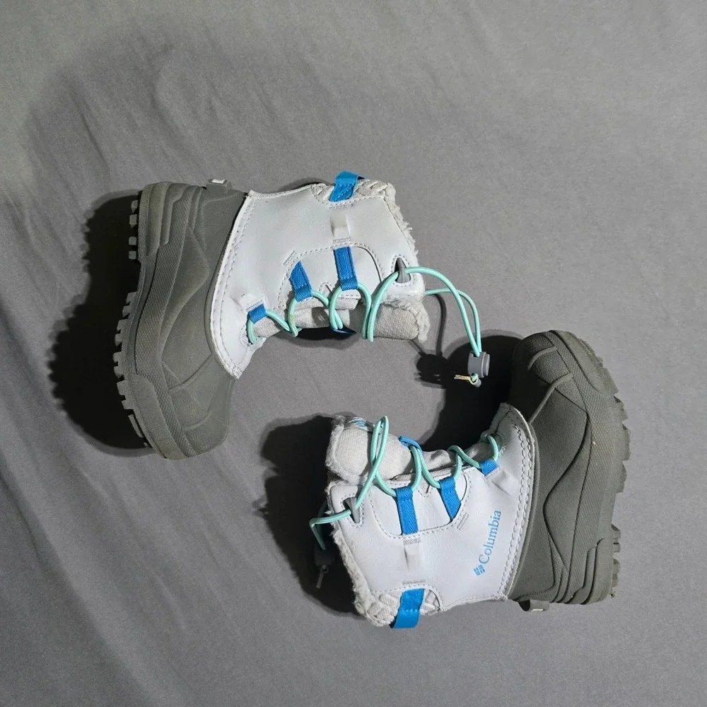 Columbia Bugaboot Snow Boots Kids 9 Grey Blue Waterproof Insulated BC6499-031